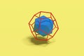 Icosahedron within wire dodecahedron. Platonic solids. 3d illustration