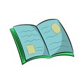 Opening book with colored hand drawn vector illustration