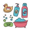 Baby bathing equipment vector illustration Royalty Free Stock Photo