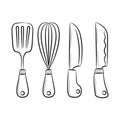 Chef Knife kitchen utensil equipment vector illustration