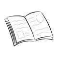 Opening book with simple hand drawn vector illustration