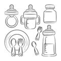 Feeding baby equipment with simple hand drawn design