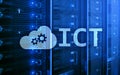 ICT - information and communications technology concept on server room background Royalty Free Stock Photo