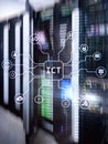 ICT - information and communications technology concept on server room background Royalty Free Stock Photo