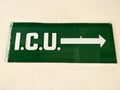 ICU : Intensive care unit for critical patients - Information plate at the door in the Hospitalization