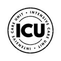 ICU Intensive Care Unit - special department of a hospital or health care facility that provides intensive care medicine, acronym