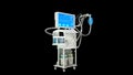 ICU lungs ventilator renders isolated on black, medicine 3d illustration Royalty Free Stock Photo