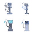 Icu ventilator icons set cartoon vector. Medical therapy for lung ventilation