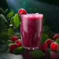 Icy Bliss: Refreshing Raspberry Smoothie Delight in a Glass