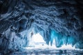 Icy cave. Winter fabulous New Year`s image.