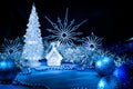 Icy Christmas tree glowing with silver light Royalty Free Stock Photo