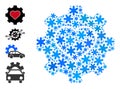 Icy Collage Love Mechanics Icon with Snow Flakes