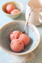 Icy dessert, strawberry ice cream balls Royalty Free Stock Photo