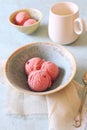 Fruit sorbet, Strawberry ice cream balls Royalty Free Stock Photo