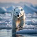 Icy encounter Majestic polar bear roams the frozen expanses of Svalbard