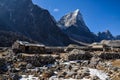 Disused farm cabins in the Himalayan mountains