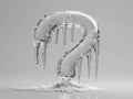 Icy frozen question mark on a light background