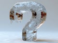 Icy frozen question mark on a light background