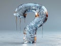 Icy frozen question mark on a light background