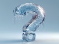 Icy frozen question mark on a light background