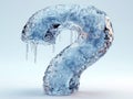 Icy frozen question mark on a light background