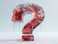 Icy frozen question mark on a light background