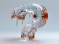 Icy frozen question mark on a light background