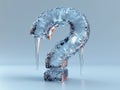 Icy frozen question mark on a light background