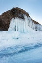 Icy frozen splash on a rock wall Royalty Free Stock Photo