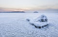 Icy lake at the blue moment Royalty Free Stock Photo