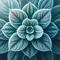 Icy Leaf Pattern with Geometric Symmetry in Blue Tones Detailed Texture Royalty Free Stock Photo
