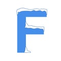 Icy letter F with a snow cap. Decorative winter font Royalty Free Stock Photo