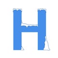 Icy letter H with a snow cap. Decorative winter font Royalty Free Stock Photo