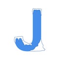 Icy letter J with a snow cap. Decorative winter font Royalty Free Stock Photo