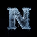 Icy letter N. Cold font made of frozen water and ice. Royalty Free Stock Photo