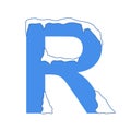 Icy letter R with a snow cap. Decorative winter font Royalty Free Stock Photo