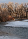 Icy Little Bighorn River Near Wyola, Montana Photographed at Dawn Royalty Free Stock Photo