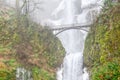 Icy lower tier Multnomah Falls Oregon in wintertime Royalty Free Stock Photo