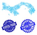 Frost Map of Panama and Winter Fresh and Frost Grunge Stamps Royalty Free Stock Photo