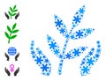 Icy Mosaic Agriculture Care Hands Icon with Snow