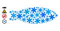 Icy Mosaic Fish Icon with Snow Flakes Royalty Free Stock Photo