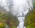 Icy Multnomah Falls Oregon in wintertime