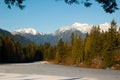 Icy Pond with Mountains