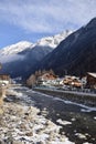 Icy river flowing through the Otztal Valley in Solden Alpine resort