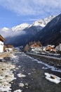 Icy river flowing through the Otztal Valley in Solden Alpine resort