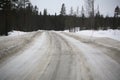 Icy road in northern Sweden during winter Royalty Free Stock Photo