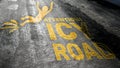 Icy road. Selective focus. Danger concept ice-crusted ground. Royalty Free Stock Photo