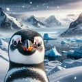 Icy Sentinel - Penguin\'s Watchful Stance