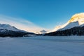 Icy sharp sunset view over Columbia Ice fields, Canada Royalty Free Stock Photo