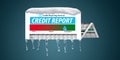 An icy, snow covered credit report in a snowstorm illustrates the idea of freezing your credit report.